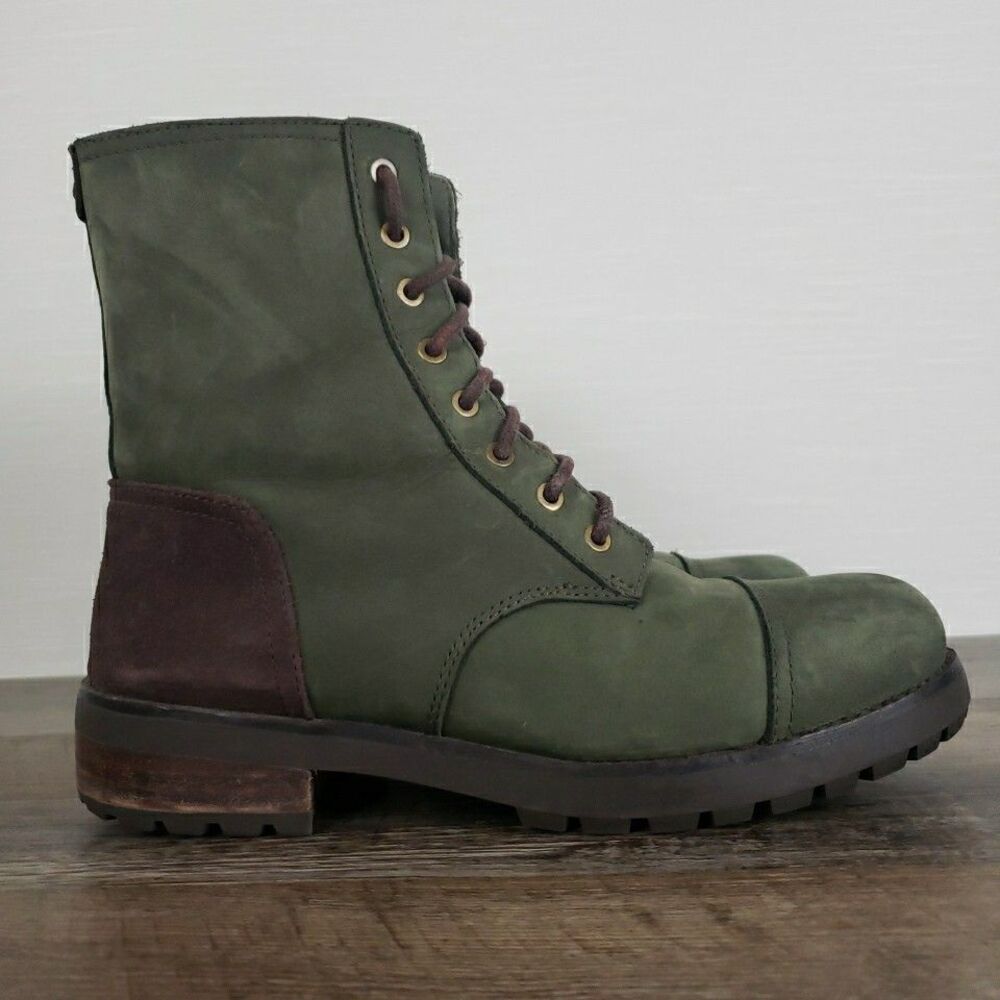 UGG Kilmer II Sherpa Shearling Combat Boots Womens 8 Suede Lined Olive Green